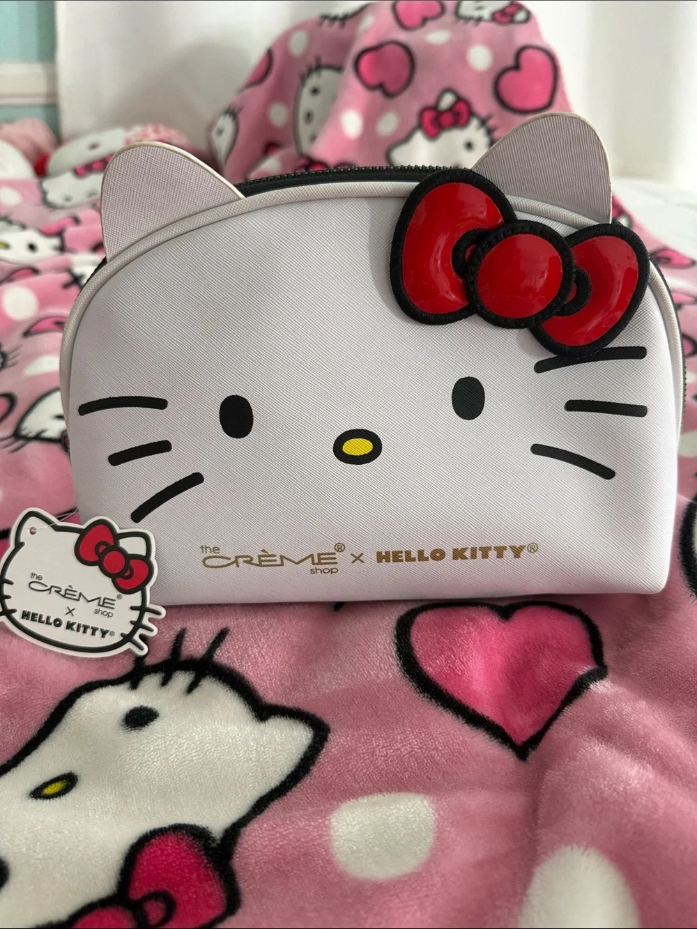 Hello Kitty White Cosmetic Pouch with Red Bow